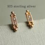 Tudor Baguette Gold Stud Earrings, thumbnail 3 of 6