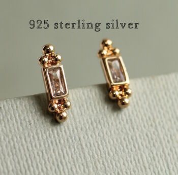 Tudor Baguette Gold Stud Earrings, 3 of 6