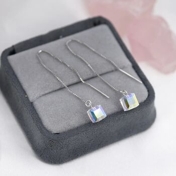 Aurora Cz Cube Threader Earrings, 4 of 10