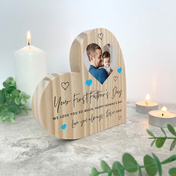 Personalised First Father's Day Wooden Freestanding Heart, 3 of 4