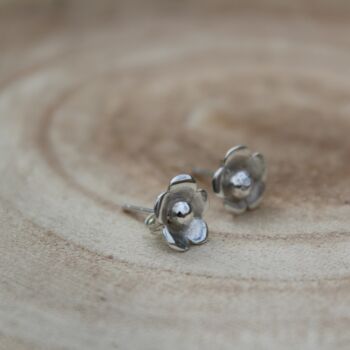 Flower Studs In Sterling Silver, 7 of 9