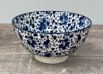 Blue And White Floral Design Bowl, 15.5cm, 2 of 2