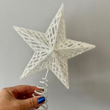 White Sparkle Star Tree Topper, 2 of 3