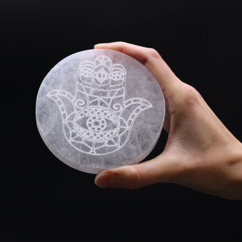 Hamsa Selenite Charging Plate | 10cm, 2 of 2