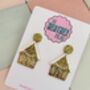 Gingerbread House Glitter Christmas Earrings / Festive Jewellery / Novelty Dangles / Christmas Gift / Sparkly Holiday Accessories, thumbnail 4 of 6