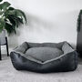 Vegan Leather And Sherpa Fleece Lined Dog Bed, thumbnail 3 of 12