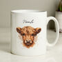 Personalised Name Boy Highland Cow Ceramic Mug, thumbnail 1 of 5