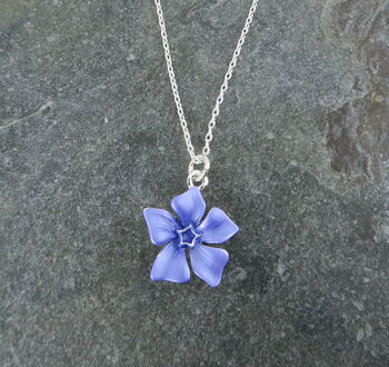 Periwinkle Blue Flower Delicate Pendant Necklace, 2 of 4