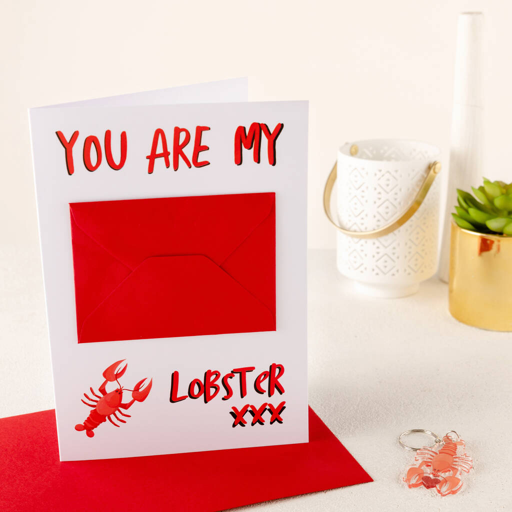 Funny Romantic Lobster Card With Keyring, 1 of 2