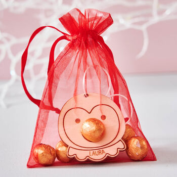 Penguin Christmas Gift Tag And Bag Of Chocolate Beaks, 3 of 5