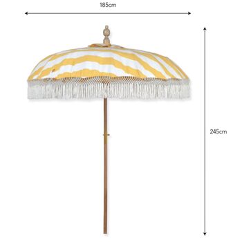 Sunningdale Yellow Striped Teak Parasol, 7 of 9