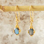 Grey Labradorite Gold Plated Silver Antique Drop Earrings, thumbnail 1 of 3