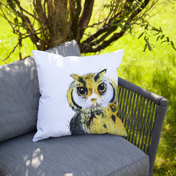 Inky Owl Outdoor Cushion For Garden Furniture, 8 of 8