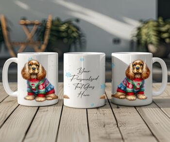 Personalised Cocker Spaniel In Christmas Jumper Mug, 2 of 2
