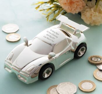Personalised Racing Car Money Box, 2 of 3