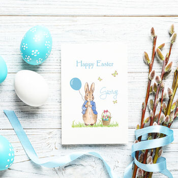 Personalised Easter Rabbit And Butterflies Card, 2 of 2