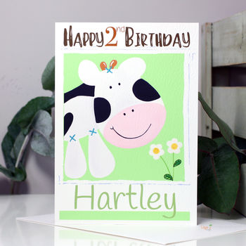 Personalised Farm Cow Age Birthday Card, 3 of 9