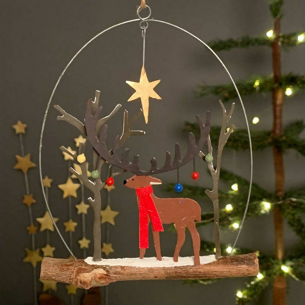 Majestic Stag With Baubles Hanging Decoration, 1 of 2