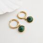 African Turquoise Huggie Hoop Earrings, thumbnail 1 of 4