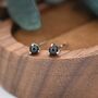 Natural Black Onyx Stud Earrings In Sterling Silver, thumbnail 4 of 12