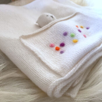 Cashmere Baby Blanket With Braille Personalised Pocket, 3 of 9