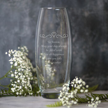 Personalised Heart And Swirl Glass Bullet Vase, 3 of 3