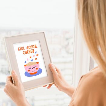 Girl Dinner Energy Illustrated Friendship Print, 3 of 8