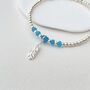 Artesia Blue Jade Sterling Silver Feather Bracelet, thumbnail 2 of 8