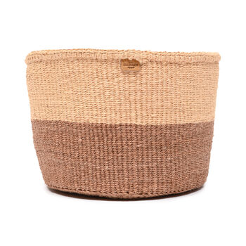 Taifa: Brown And Sand Duo Colour Block Woven Basket, 6 of 8