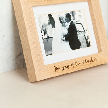 Personalised Solid Oak Mounted Photo Frame With Size Options, 2 of 11