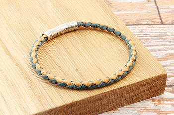 Mens Braided Cork Bracelet Personalised Steel Clasp, 5 of 8