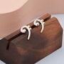 Bass Clef Music Note Stud Earrings In Sterling Silver, thumbnail 5 of 11