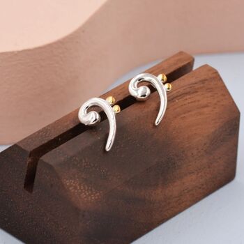 Bass Clef Music Note Stud Earrings In Sterling Silver, 5 of 11
