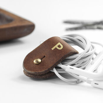 Monogrammed Leather Earphones Clip, 3 of 12