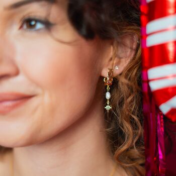 North Star Pearl Drop Gold Earrings, 4 of 6