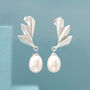 Geometric Silver And Pearl Earrings. Drop Earrings, thumbnail 1 of 6
