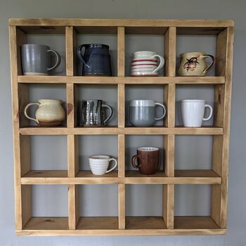 Handcrafted Solid Wooden Cup And Mug Display Shelf, 5 of 7