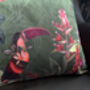 Velvet Pink Toucan Luxury Cushion, thumbnail 2 of 4