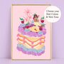Colourful Fruit Cocktail Cake Personalised Art Print, thumbnail 1 of 9