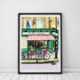 Deli Downstairs, Victoria Park Illustration Art Print, thumbnail 1 of 2