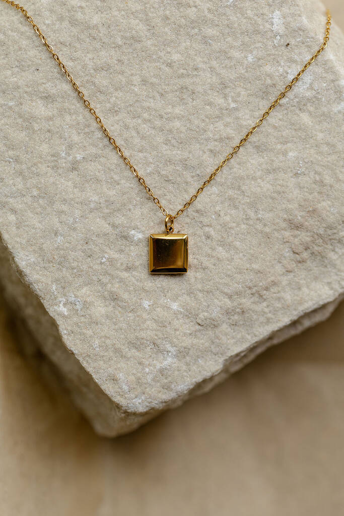Gold Square Frame Necklace, 1 of 4