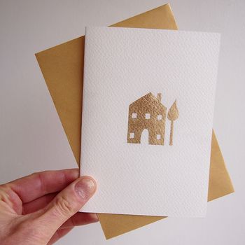 Handmade Gold Leaf New Home House Card, 2 of 8
