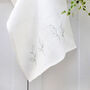 Embroidered Linen Leaves Tea Towel, thumbnail 5 of 5