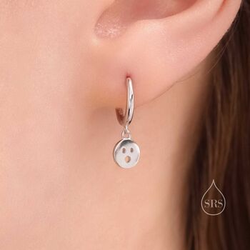Surprise Face Huggie Hoop Earrings In Sterling Silver, 3 of 9