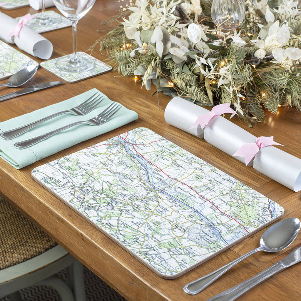 Set Of Personalised Vintage Map Placemats By Atlas & I
