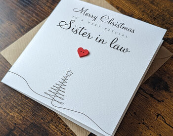 Personalised Handmade Christmas Card For Special Sister In Law, 4 of 4