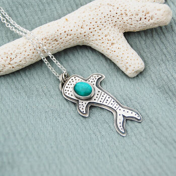 Whale Shark Turquoise Silver Pendant, 5 of 9