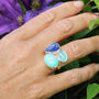 Tanzanite, Turquoise And Aqua Chalcedony Gemstone Ring, thumbnail 2 of 7