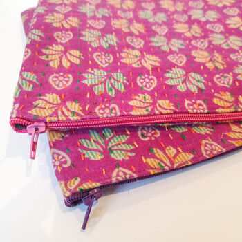 Upcycled Purple Floral Sari Vintage Kantha Clutch Bag, 6 of 6