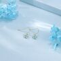 Sterling Silver Turquoise Blue Cz Flower Drop Dangle Earrings, thumbnail 6 of 11